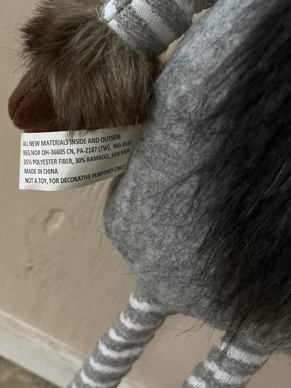 Large Gray Standing Christmas Gnome Plush Nordic Farmhouse Decor